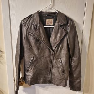 Leather and plaid jacket